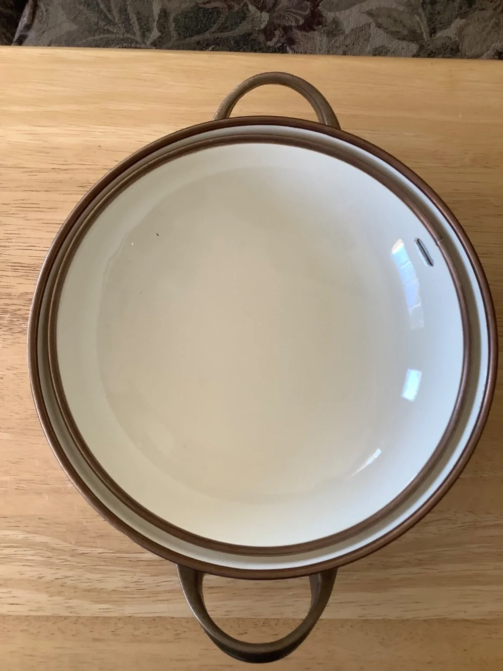 Vintage 1981 M Kamenstein ENAMEL COOKWARE 5-Piece Floral Design Brass Handles